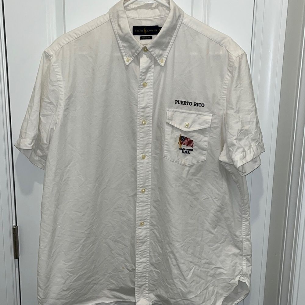 Puerto Rico Polo by Ralph Lauren USA white shirt sleeve button down shirt XL